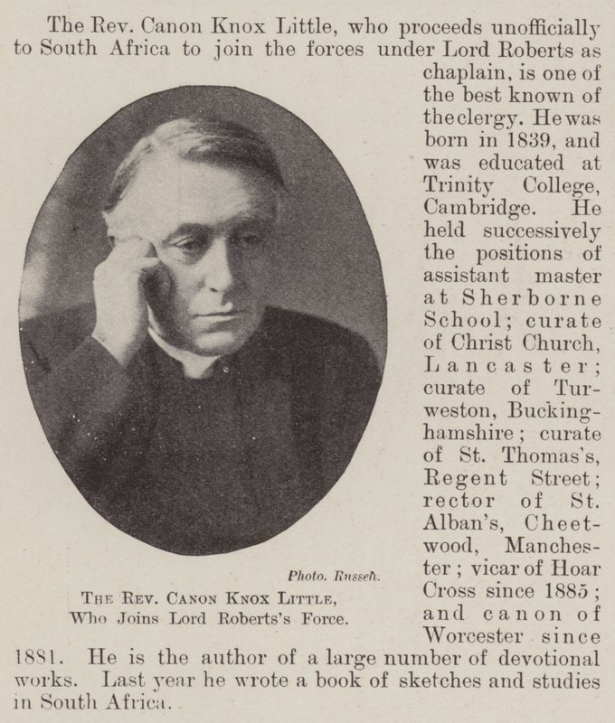 Reverend Canon Knox Little, který se připojuje k Lord Robertss Force od English Photographer