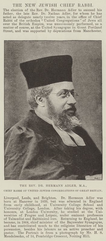 Reverend Dr Hermann Adler, MA, vrchní rabín Spojených židovských kongregací Velké Británie od English Photographer