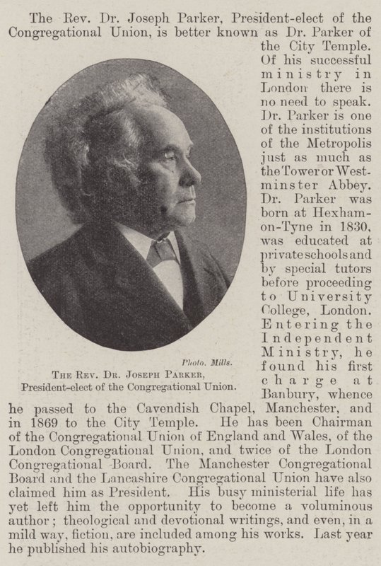 Reverend Dr Joseph Parker, nově zvolený prezident Kongregační unie od English Photographer