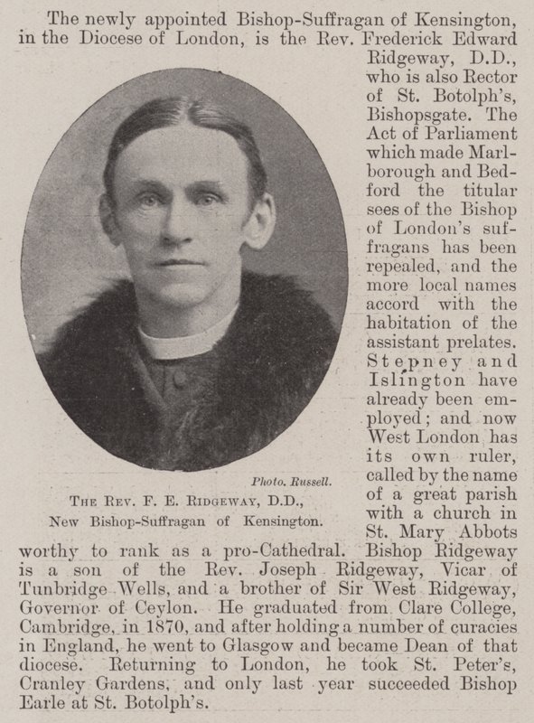 Reverend F E Ridgeway, DD, nový biskup-Suffragan z Kensingtonu od English Photographer