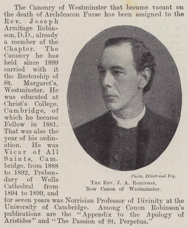 Reverend J A Robinson, nový kánon Westminsteru od English Photographer