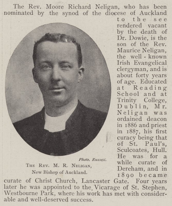 Reverend M R Neligan, nový biskup z Aucklandu od English Photographer
