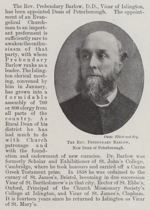 Reverend Prebendary Barlow, nový děkan z Peterborough od English Photographer