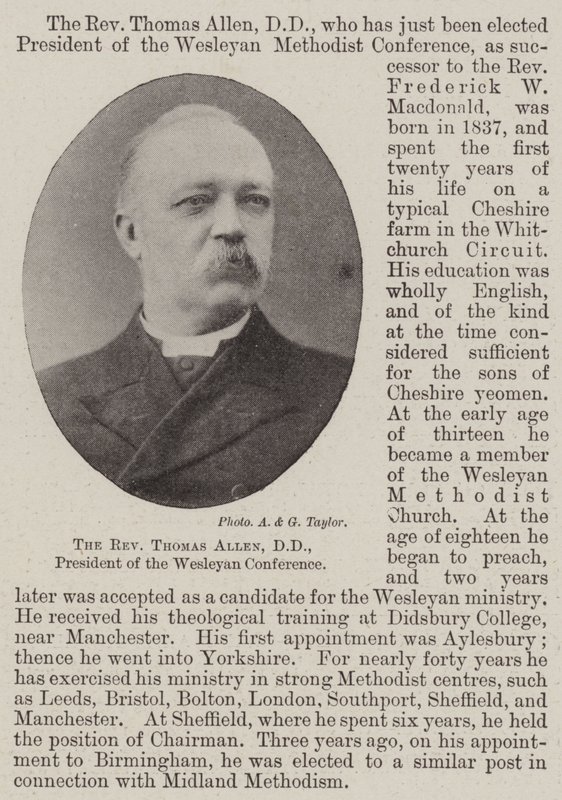 Reverend Thomas Allen, DD, prezident Wesleyan Conference od English Photographer