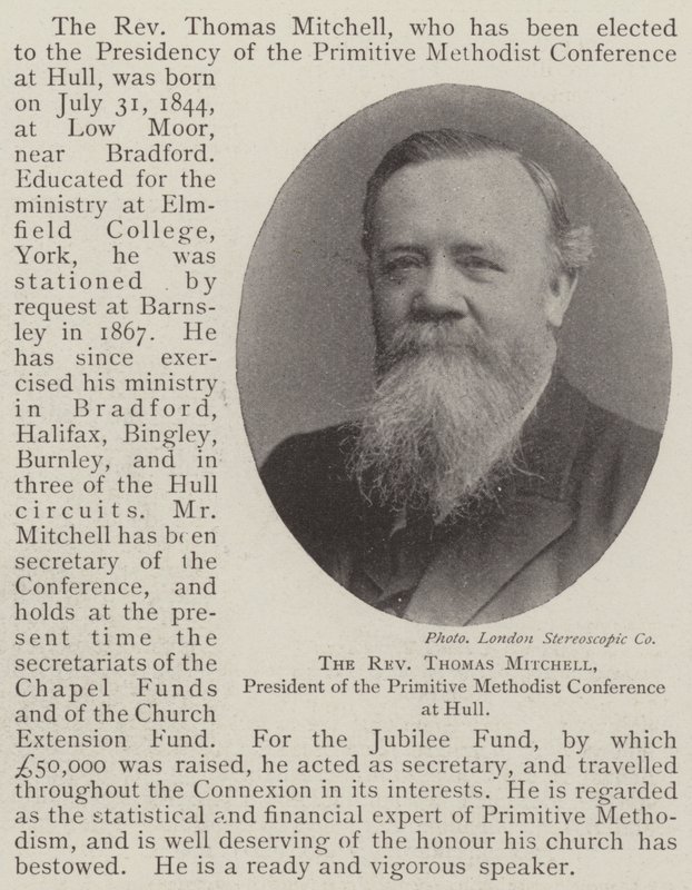 Reverend Thomas Mitchell, předseda Primitivní metodistické konference v Hullu od English Photographer