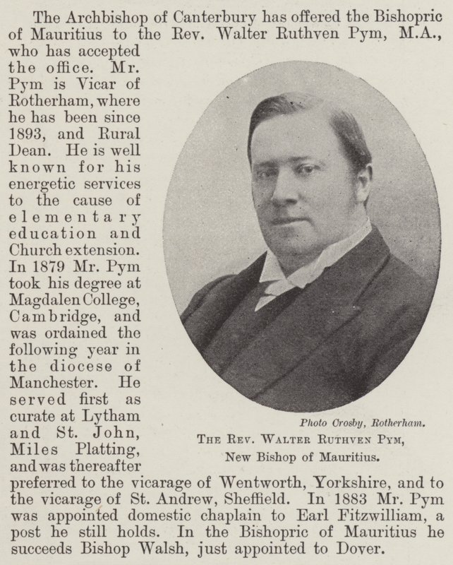 Reverend Walter Ruthven Pym, nový biskup Mauricia od English Photographer