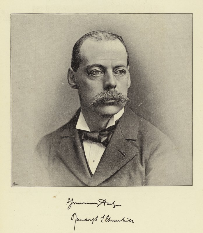 The Right Hon Lord Randolph Churchill, zesnulý kancléř státní pokladny a bývalý vůdce Dolní sněmovny od English Photographer