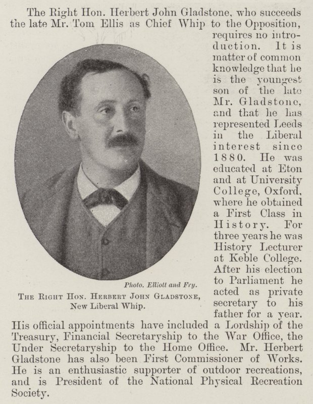 Správný ctihodný Herbert John Gladstone, nový liberální bič od English Photographer