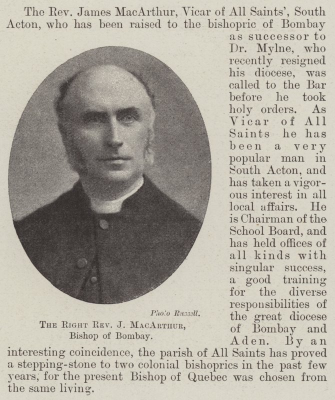 Správný reverend J MacArthur, biskup z Bombaje od English Photographer