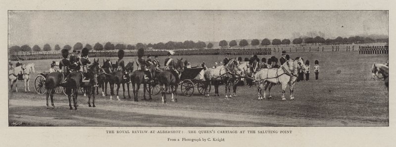 The Royal Review na Aldershot, Queens Carriage na Saluting Point od English Photographer