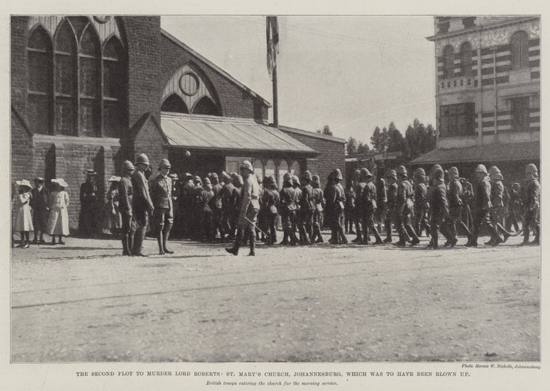 Druhé spiknutí k vraždě lorda Robertse, kostel St Marys, Johannesburg, který měl být vyhozen do povětří od English Photographer