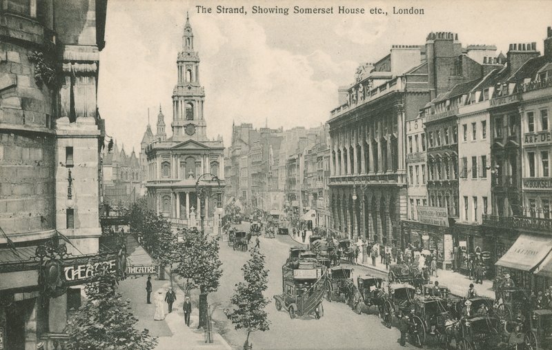 Strand, ukazující Somerset House a St Clement Danes, Londýn od English Photographer