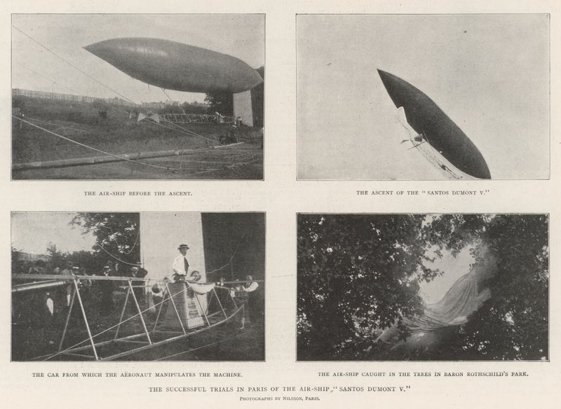 Úspěšné zkoušky letecké lodi Santos Dumont V. v Paříži od English Photographer