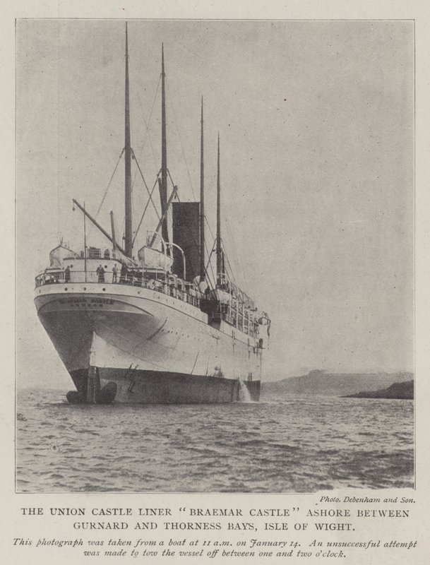 Union Castle Liner Braemar Castle Na břehu mezi Gurnard a Thorness Bays, Isle of Wight od English Photographer