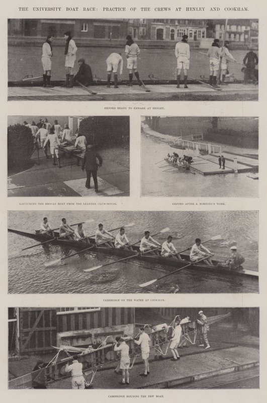 Univerzitní závod lodí, praxe posádek v Henley a Cookhamu od English Photographer