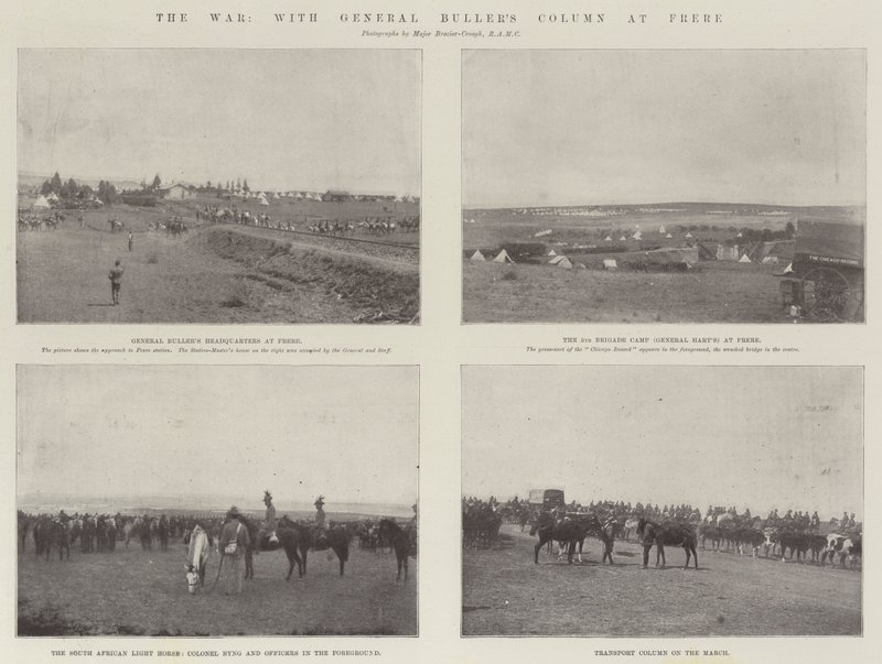 The War, s General Bullers Column ve Frere od English Photographer