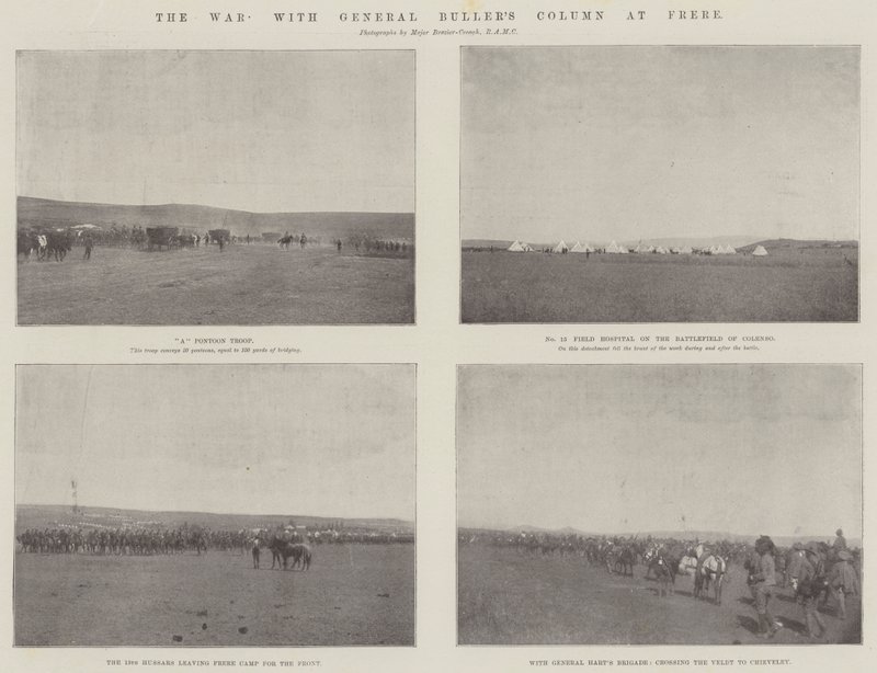 The War, s General Bullers Column ve Frere od English Photographer