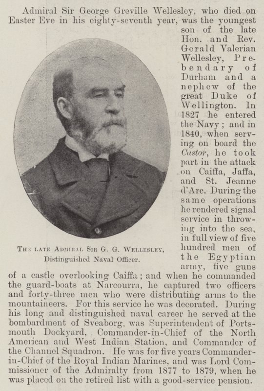 Zesnulý admirál Sir G G Wellesley, vážený námořní důstojník od English Photographer