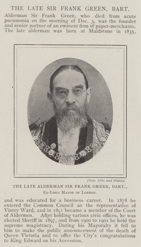 Zesnulý konšel Sir Frank Green, Baronet, bývalý starosta Londýna od English Photographer