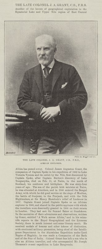 Zesnulý plukovník J A Grant, CB, FRS, African Explorer od English Photographer