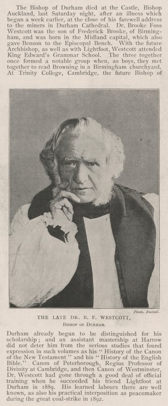 Zesnulý Dr B F Westcott, biskup z Durhamu od English Photographer
