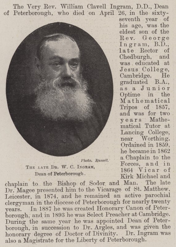 Zesnulý Dr. W. C. Ingram, děkan z Peterborough od English Photographer