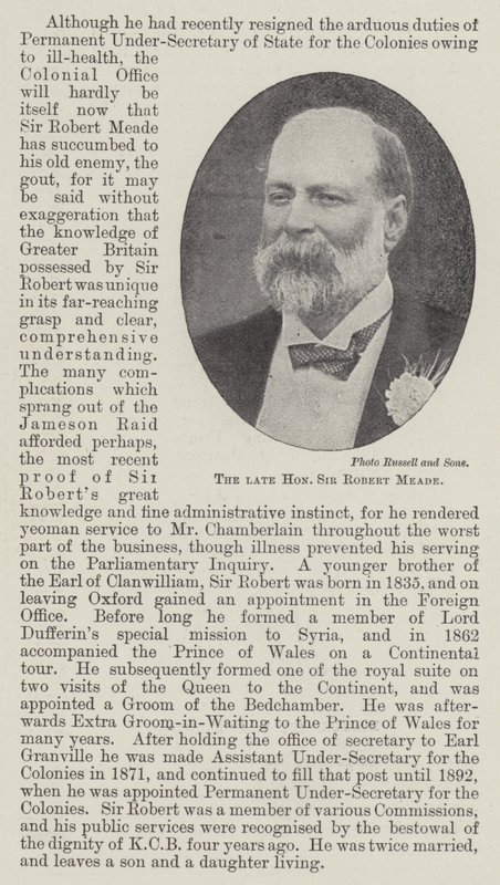 Zesnulý ctihodný sir Robert Meade od English Photographer