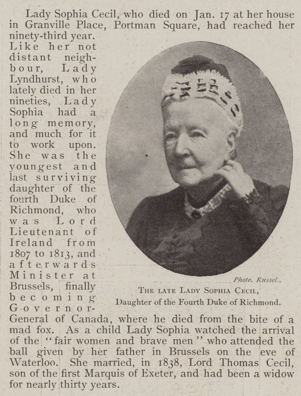 Zesnulá lady Sophia Cecil, dcera čtvrtého vévody z Richmondu od English Photographer