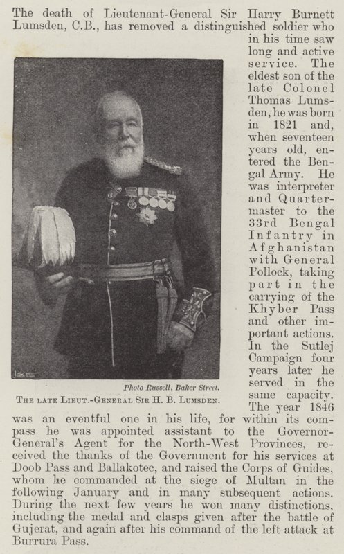Zesnulý generálporučík Sir H B Lumsden od English Photographer