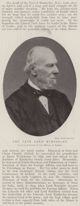 Zesnulý lord Kimberley, liberální vůdce ve Sněmovně lordů od English Photographer