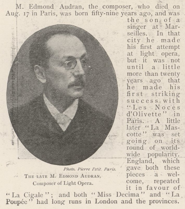 Zesnulý M Edmond Audran, skladatel Light Opera od English Photographer
