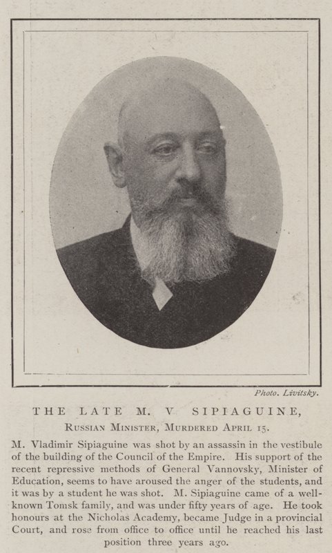 Zesnulý M. V. Sipiaguine, ruský ministr, zavražděn 15. dubna od English Photographer