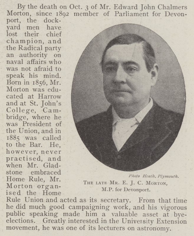 Zesnulý pan E J C Morton, poslanec za Devonport od English Photographer