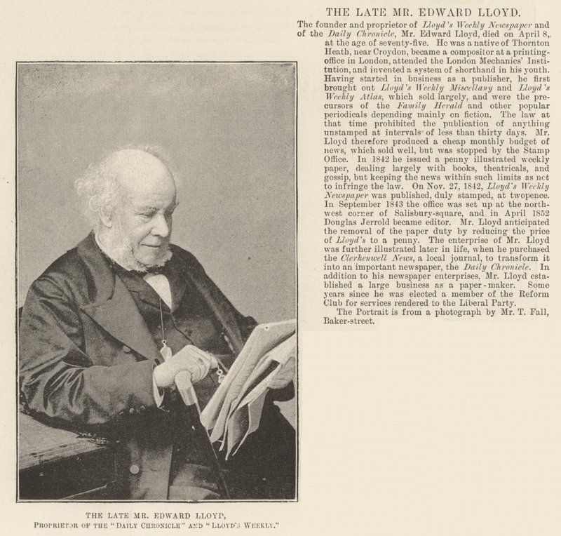 Zesnulý pan Edward Lloyd, majitel Daily Chronicle a Lloyds Weekly od English Photographer