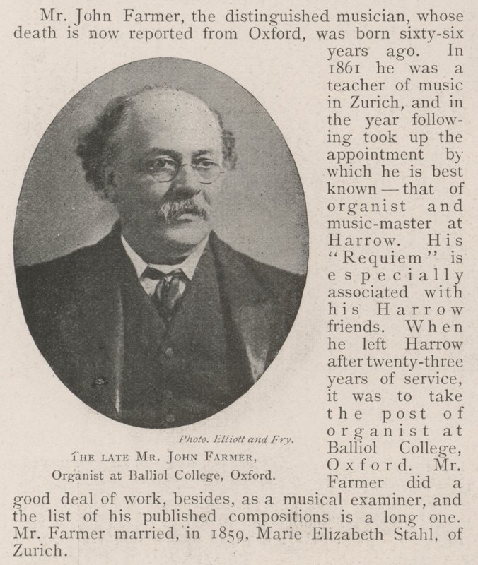 Zesnulý pan John Farmer, varhaník na Balliol College v Oxfordu od English Photographer