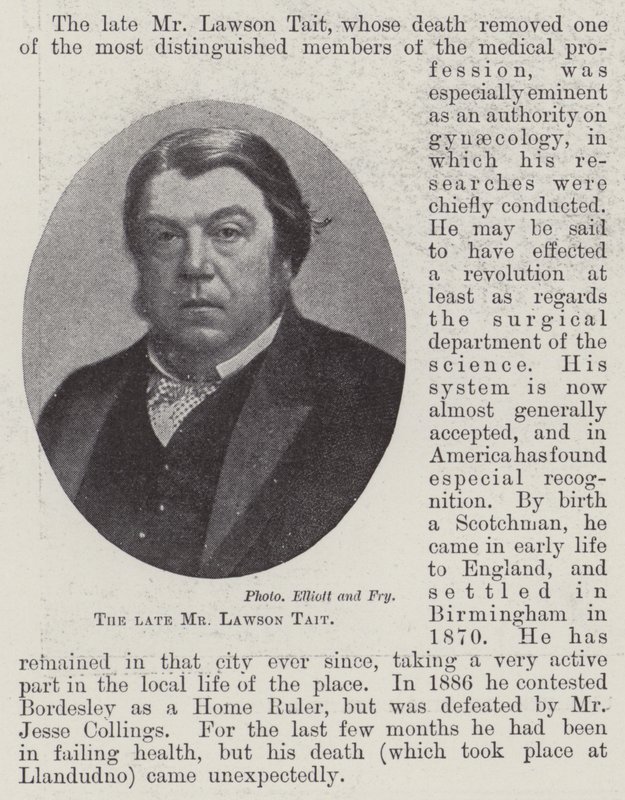 Zesnulý pan Lawson Tait od English Photographer