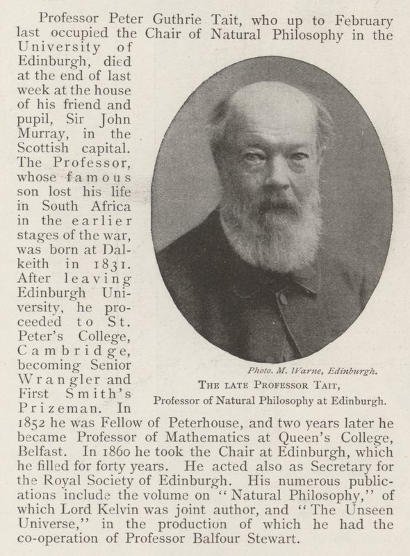 Zesnulý profesor Tait, profesor přírodní filozofie v Edinburghu od English Photographer