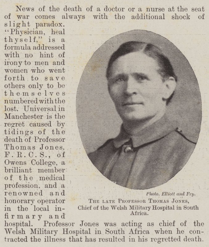 Zesnulý profesor Thomas Jones, náčelník Welsh Military Hospital v Jižní Africe od English Photographer