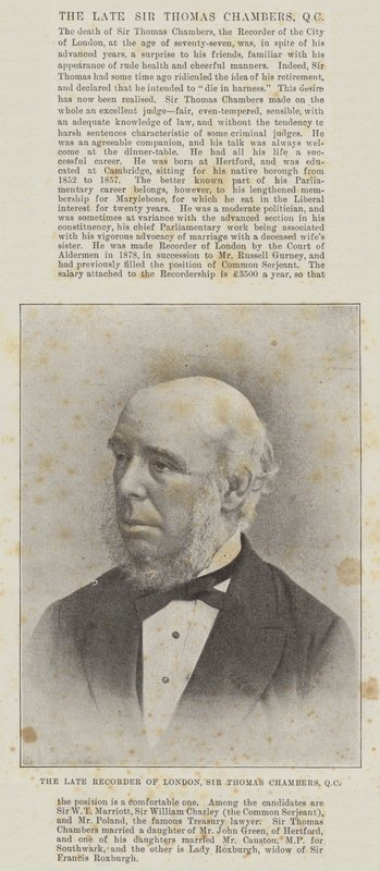 Zesnulý zapisovatel Londýna, Sir Thomas Chambers, QC od English Photographer