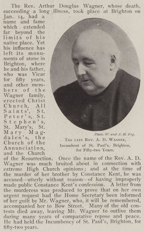 Zesnulý reverend AD Wagner, úřadující v St Pauls, Brighton, po dobu padesáti dvou let od English Photographer