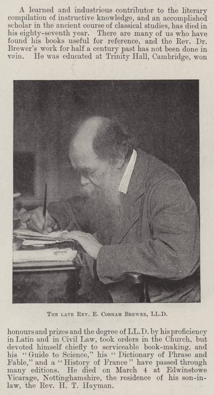 Zesnulý reverend E Cobham Brewer, LLD od English Photographer