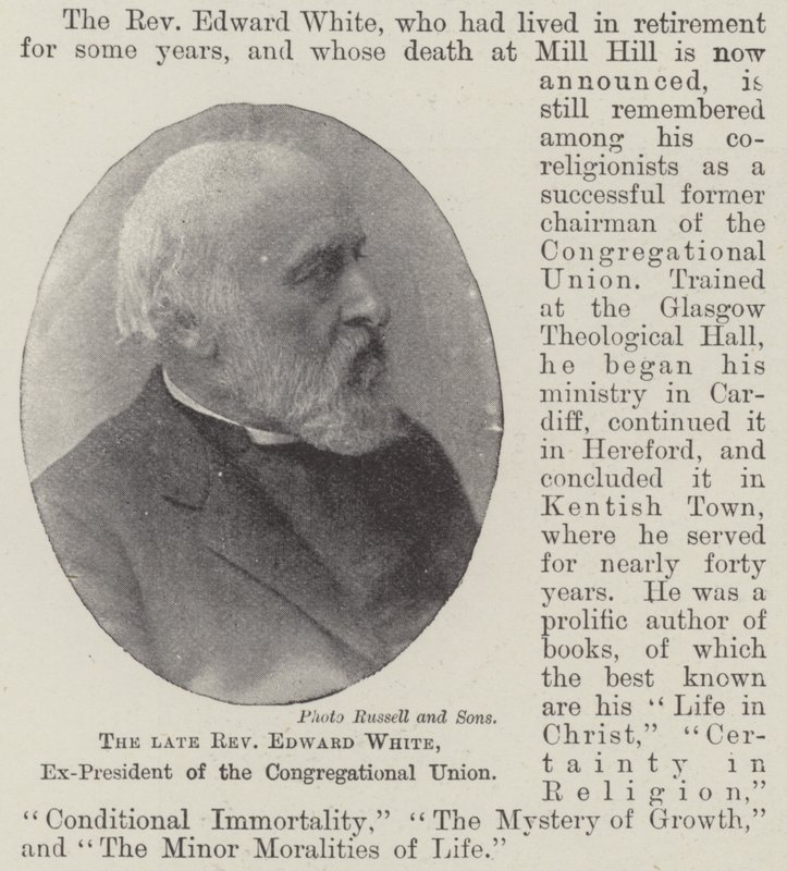 Zesnulý reverend Edward White, bývalý předseda kongregační unie od English Photographer