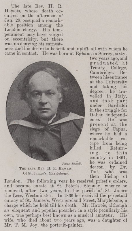 Zesnulý reverend HR Haweis ze St James, Marylebone od English Photographer