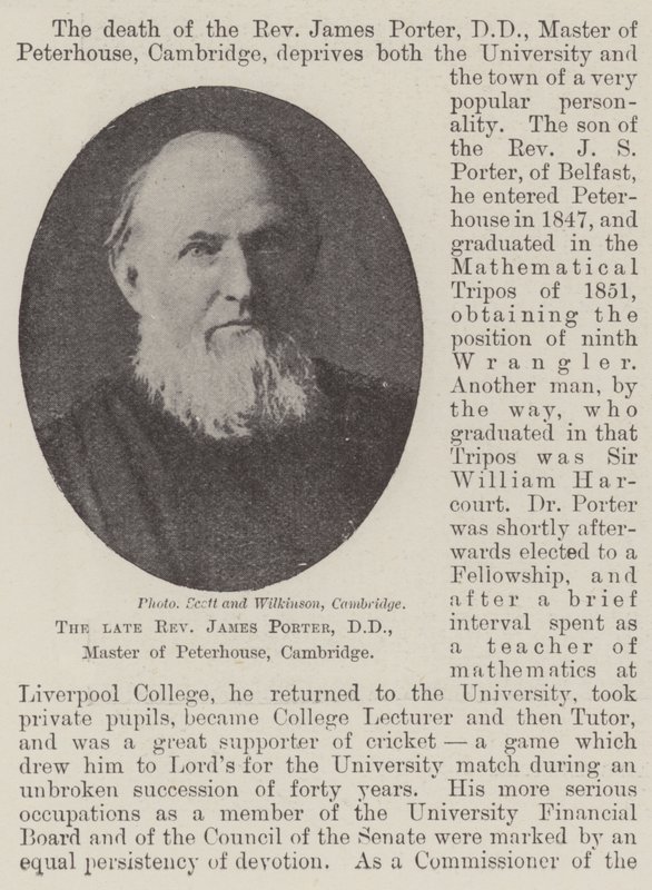 Zesnulý reverend James Porter, DD, Master of Peterhouse, Cambridge od English Photographer