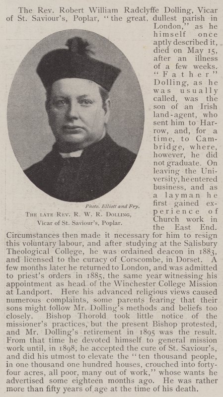 Zesnulý reverend R W R Dolling, vikář ze St Saviours, Topol od English Photographer