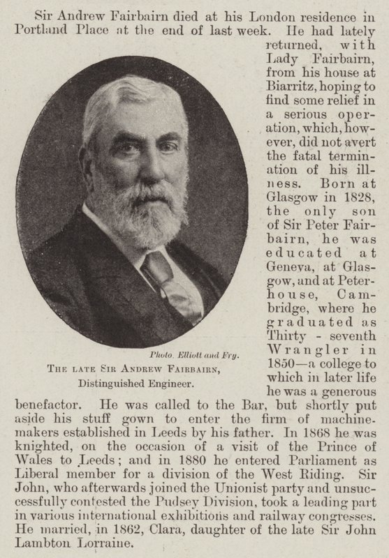 Zesnulý sir Andrew Fairbairn, vážený inženýr od English Photographer