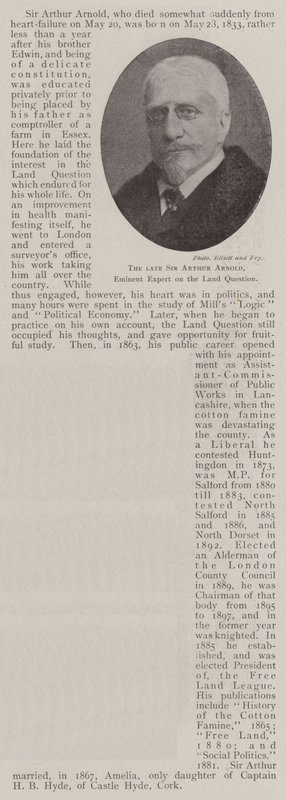 Zesnulý sir Arthur Arnold, významný odborník na otázku země od English Photographer