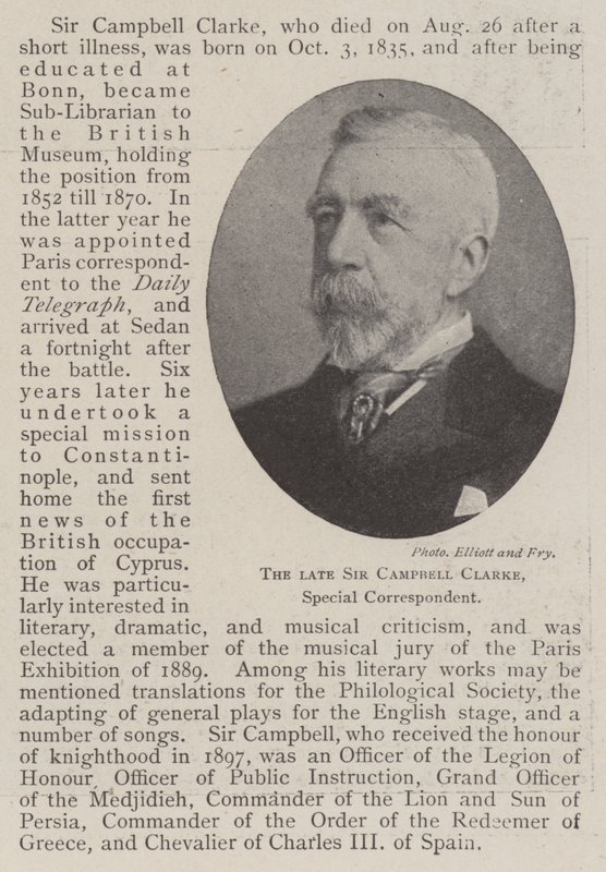 Zesnulý sir Campbell Clarke, zvláštní zpravodaj od English Photographer