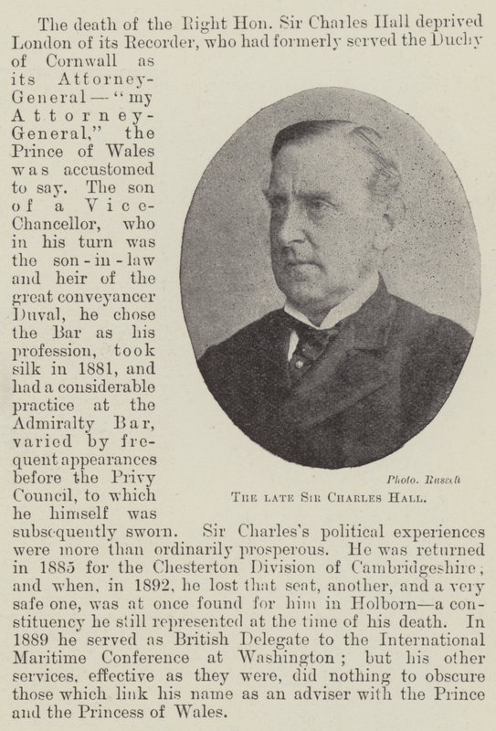 Zesnulý sir Charles Hall od English Photographer