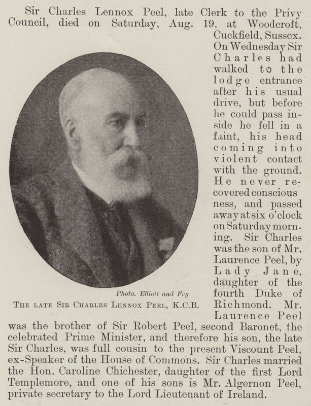 Zesnulý sir Charles Lennox Peel, KCB od English Photographer